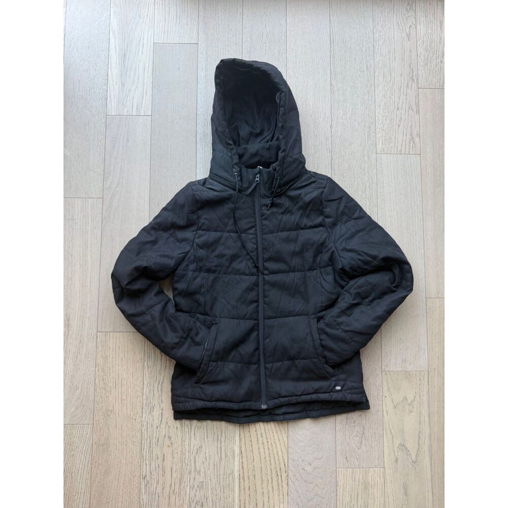 O'Neill Black Quilted Puffer Jacket Womens Medium Removable Hood Fall Winter